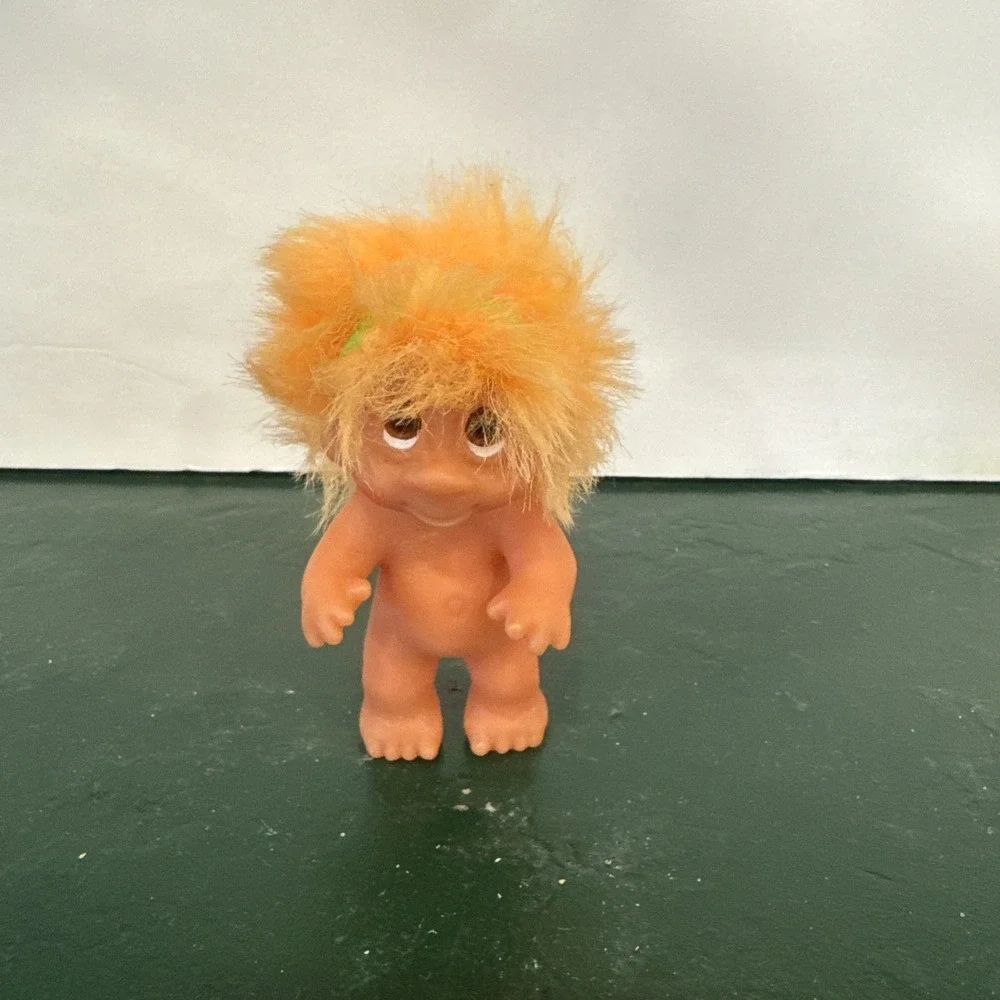 Vintage 1985 DAM‎ Troll Doll Orange Hair Green headband RARE